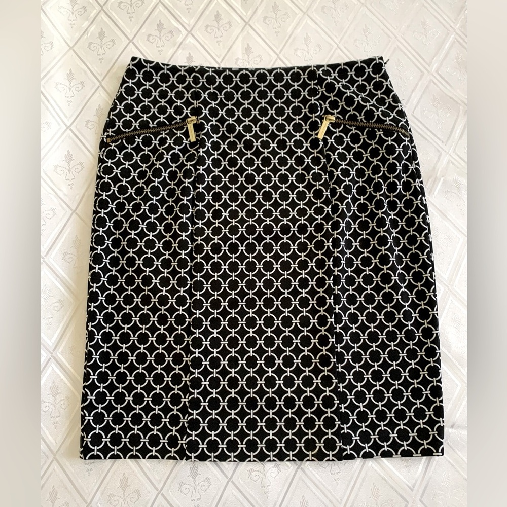 Michael Kors Black and White Pencil Skirt Knee-Length